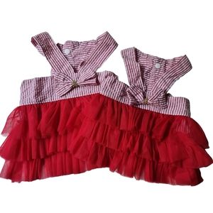 NWOT Pet Dog Coat Red Stripe Tutu - S M